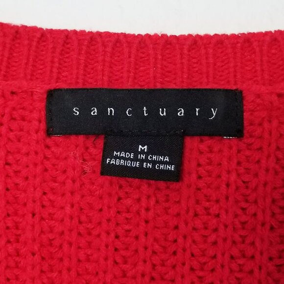 Sanctuary Red Crewneck Wide Cuffed Long Sleeves Pullover Sweater Jumper Size M - Picture 5 of 14
